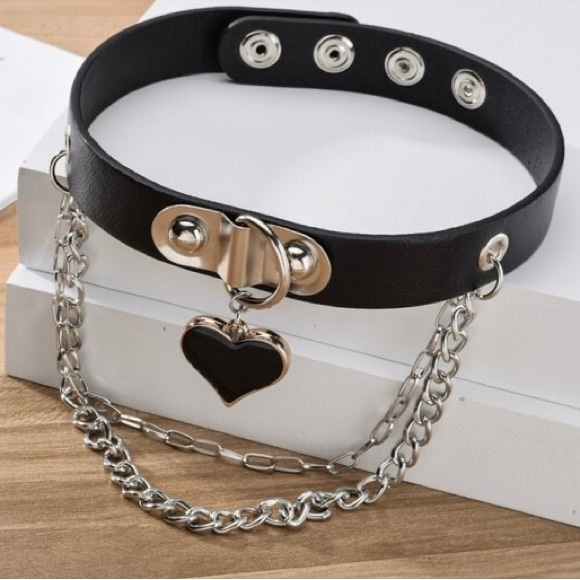 Necklace PU Leather Black Goth Punk Rock Choker Necklaces For Women - Picture 5 of 6